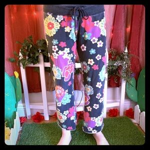 Psychedelic flower Lucky brand crop sweatpants.